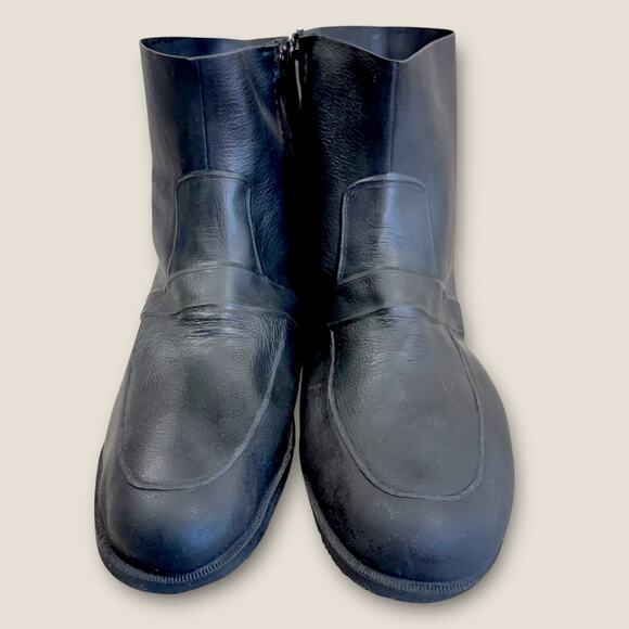 Totes Men Protective Rubber Overshoes Rain Snow Cover Boots Zip Up Size XL Black - Picture 3 of 12